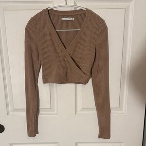 Abercrombie and fitch Tan Ribbed Crop Top